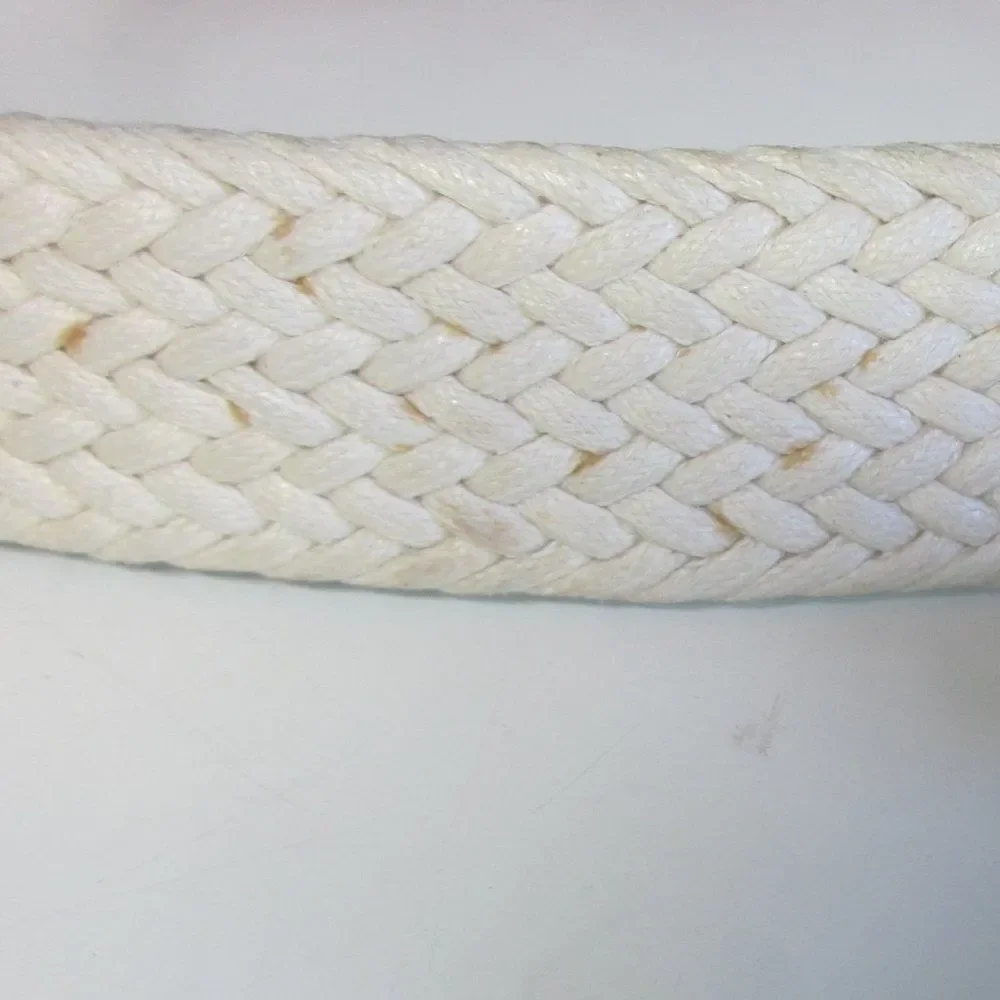 Torino Mens Size 36 Woven Cream Cotton Belt with Leather Accents & Brass Buckle